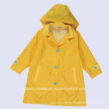 PU Coated Long Nylon Yellow Color Raincoat
